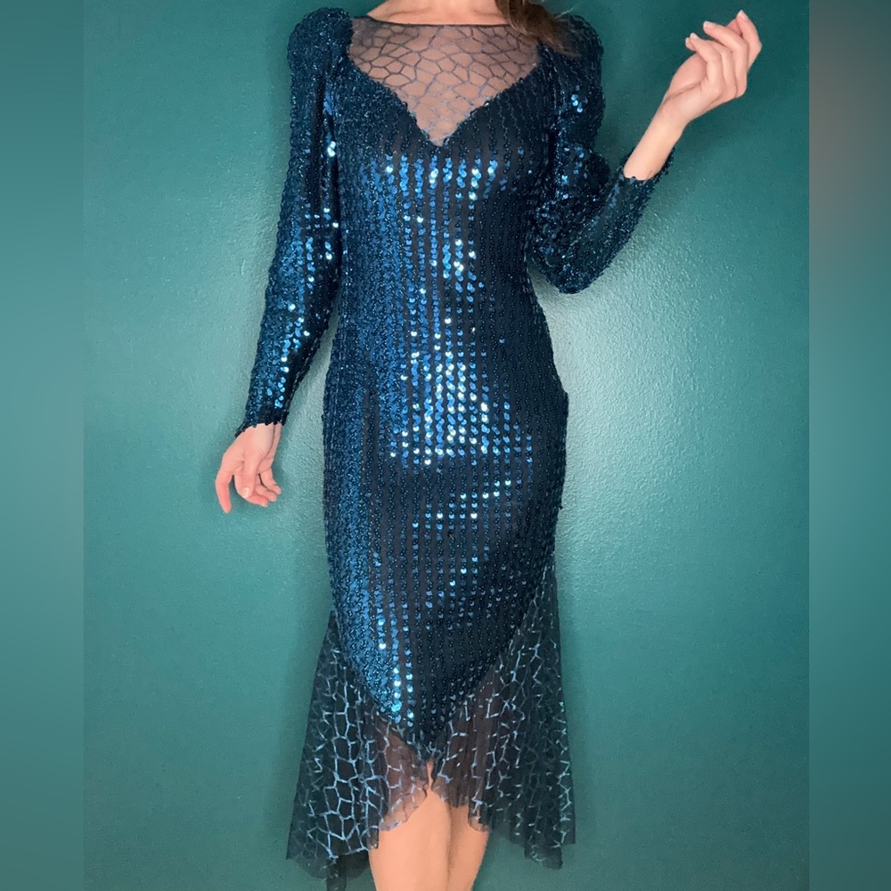 Vintage Blue Sequin dress